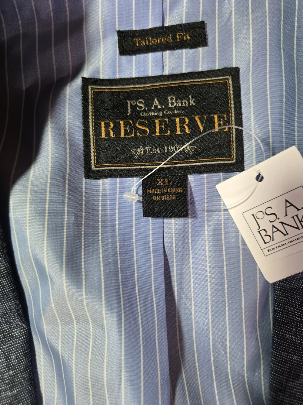 Jos A Bank RESERVE Men's Blue Sport Coat UNSTRUCTURED Jacket LINEN Blazer XL NWT